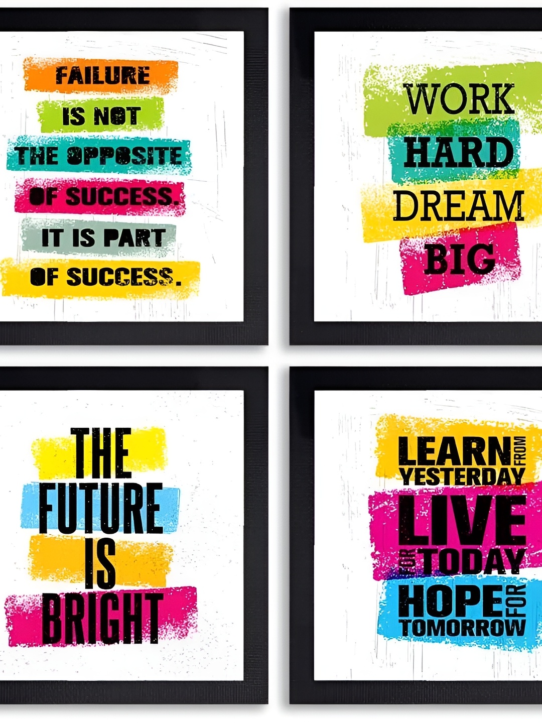 

PnF Black & White 4 Pieces Typography Wooden Painting Wall Arts