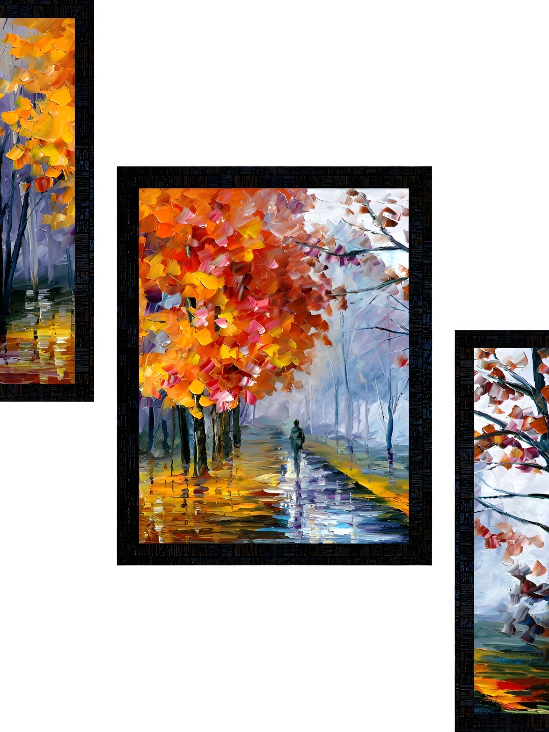 

PnF Charcoal & Orange 3 Piece Wooden Floral and Botanical Wall Paintings