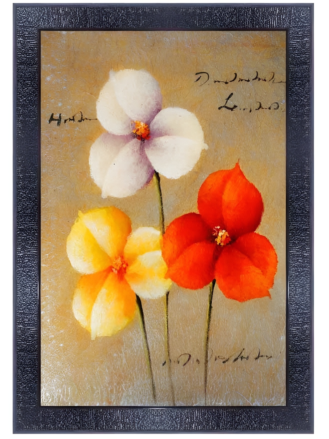 

PnF Black & Cream-Coloured Wooden Floral and Botanical Wall Painting
