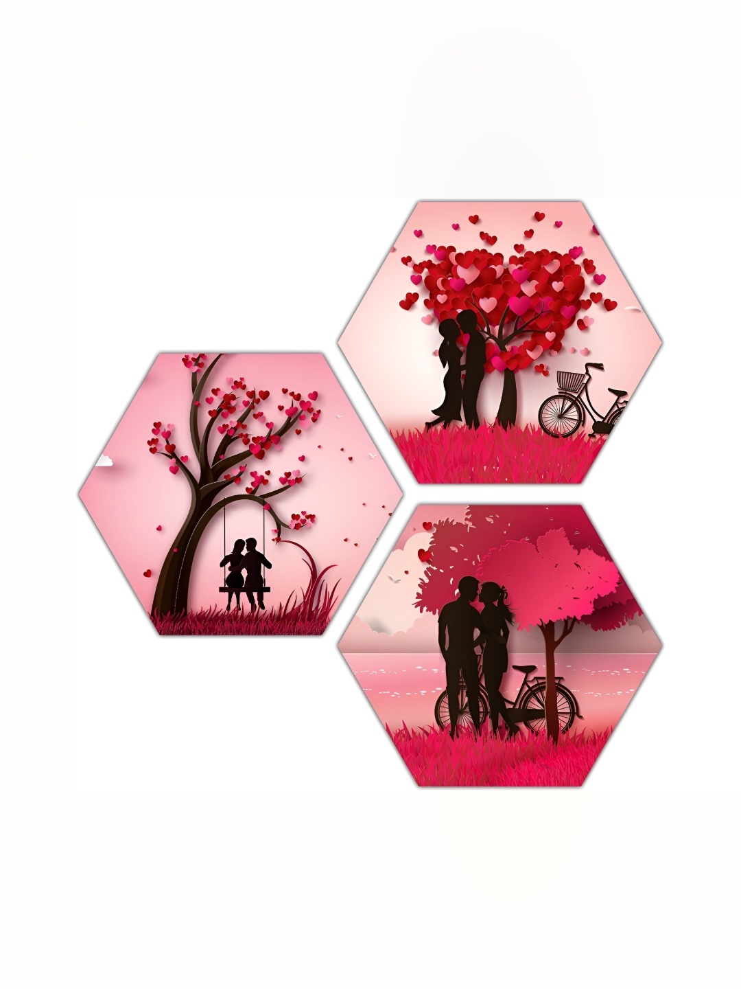 

PnF Pink & Black 3 Piece Wooden Floral and Botanical Wall Paintings