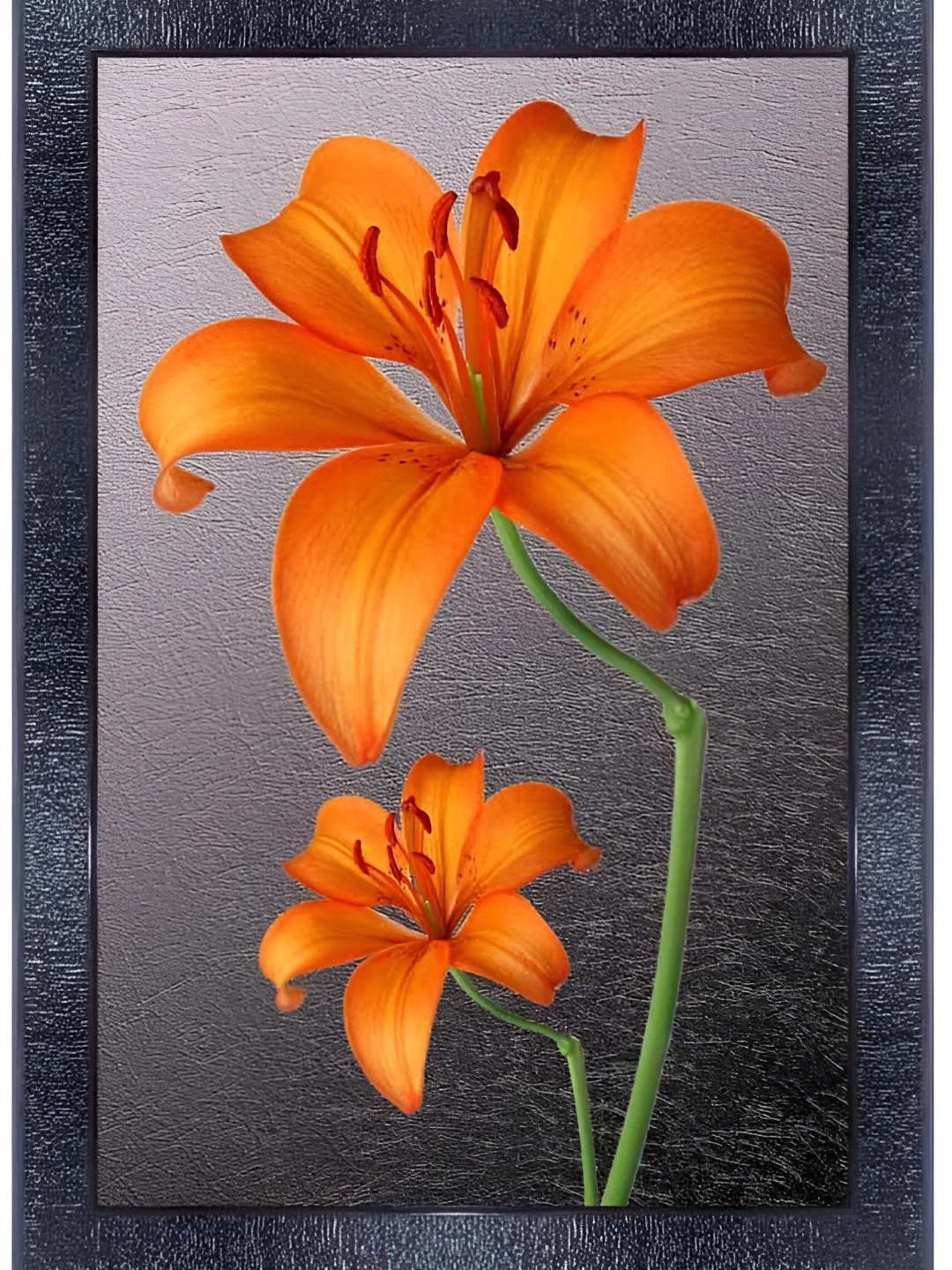 

PnF Grey & Orange Wooden Floral Wall Painting