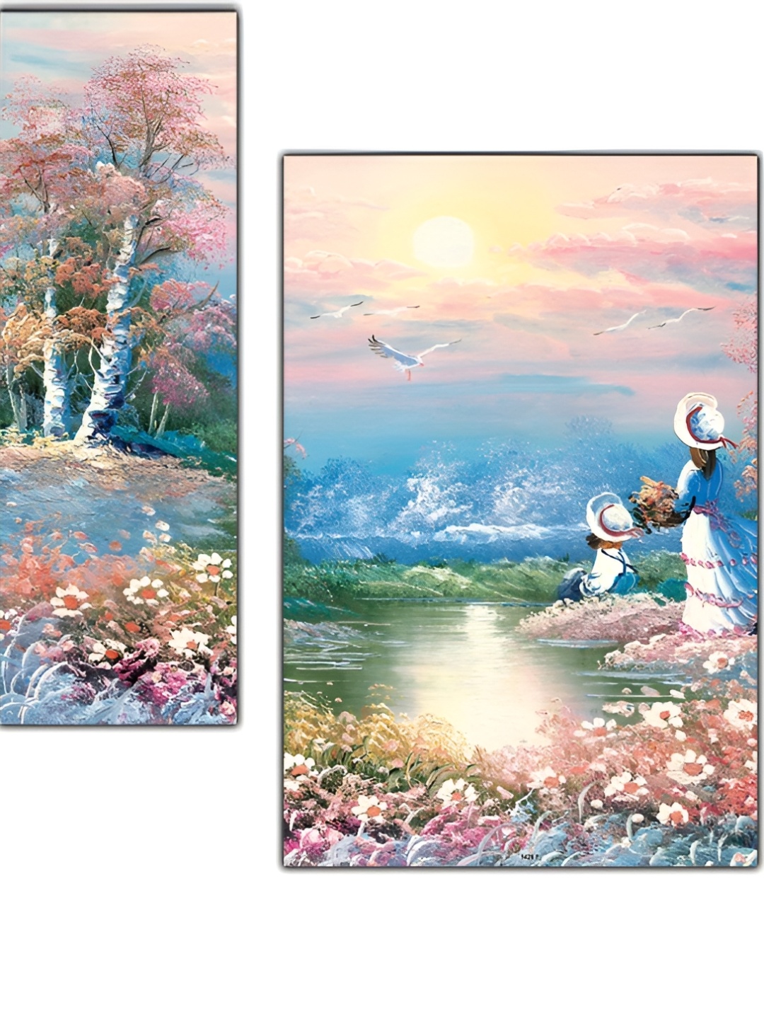 

PnF Blue & Pink 3 Pieces Wooden Painting Wall Arts