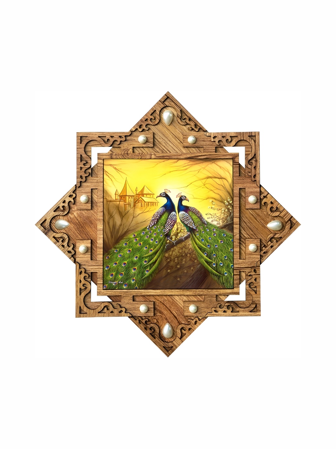 

PnF Beige & Green Wooden Birds and Animals Wall Art