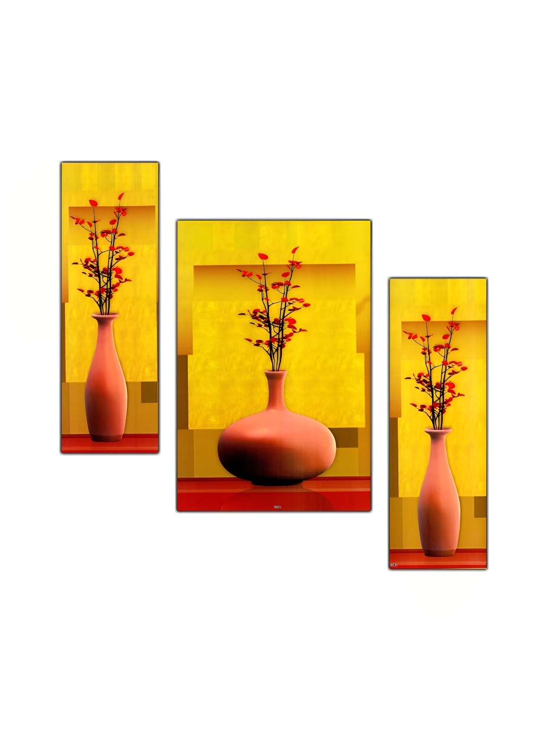 

PnF Yellow & Red 3 Piece Wooden Floral and Botanical Wall Paintings