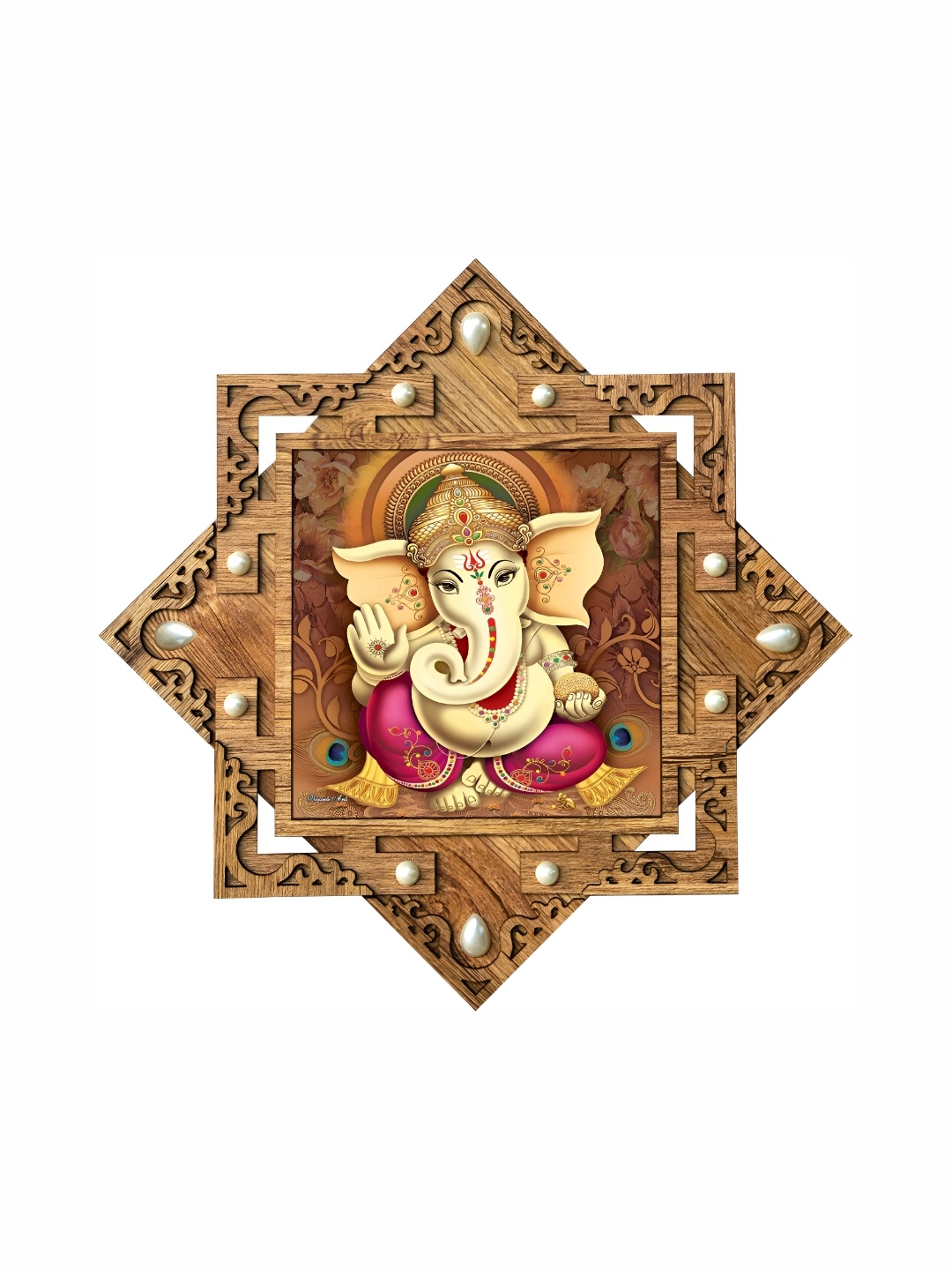 

PnF Beige & Pink Wooden Religious Painting Wall Art