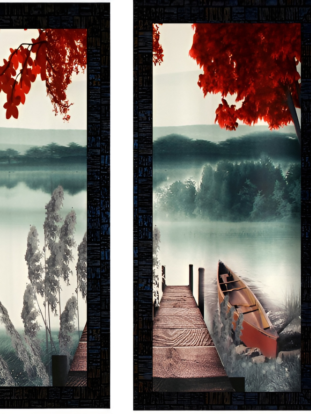 

PnF Green & Red 3 Pieces Floral Wooden Painting Wall Arts
