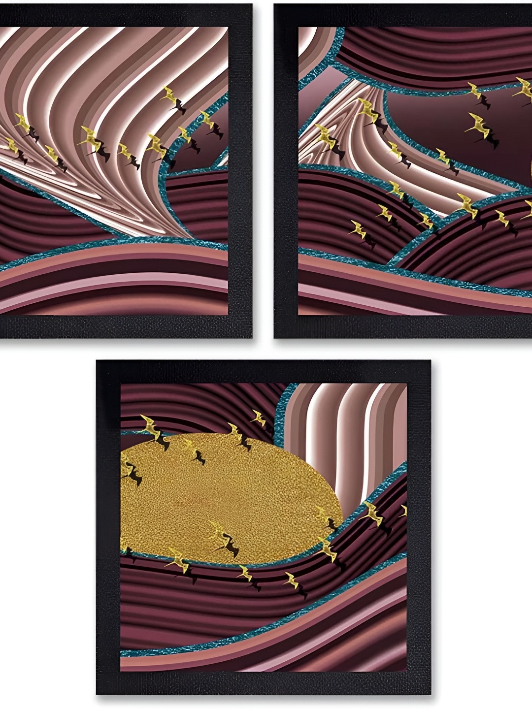 

PnF Black & Magenta 3Pcs Abstract Wall Paintings