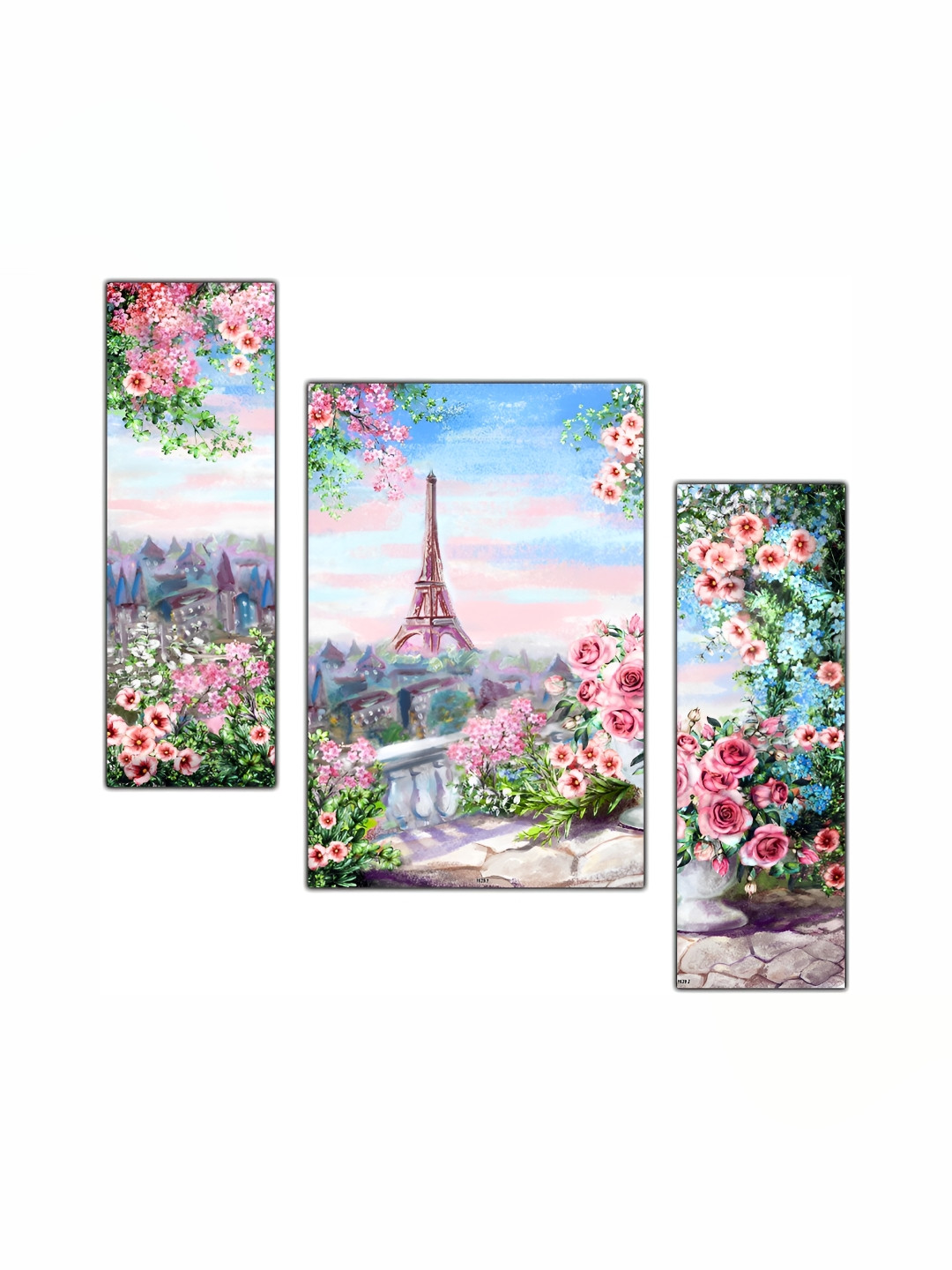 

PnF Pink & Blue 3 Pieces Wooden Floral and Botanical Wall Stickers