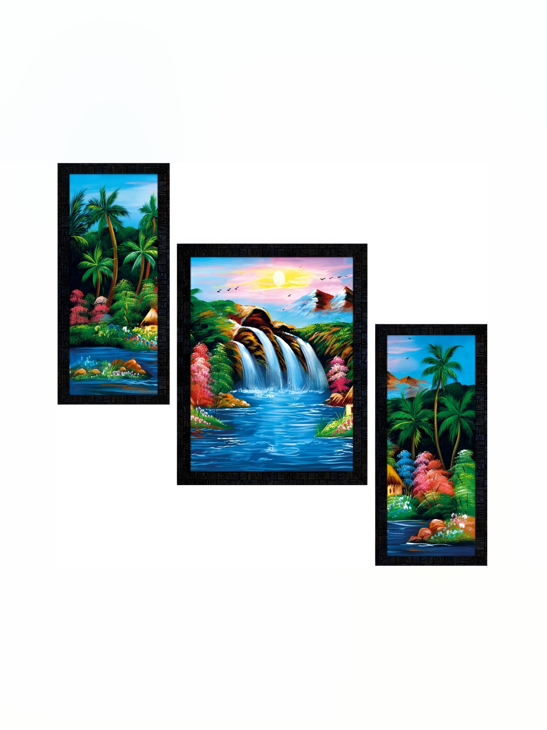 

PnF Charcoal & Blue 3Pcs Floral And Botanical Wall Paintings
