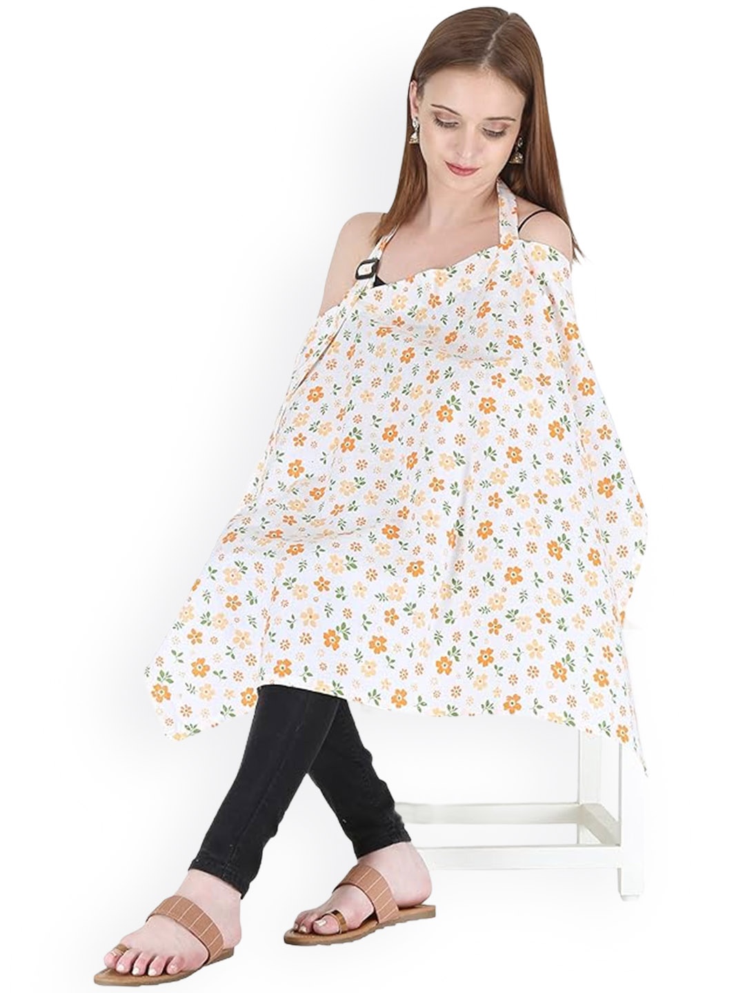 

SWITCHON Printed Cotton Cloak Feeding Apron, White