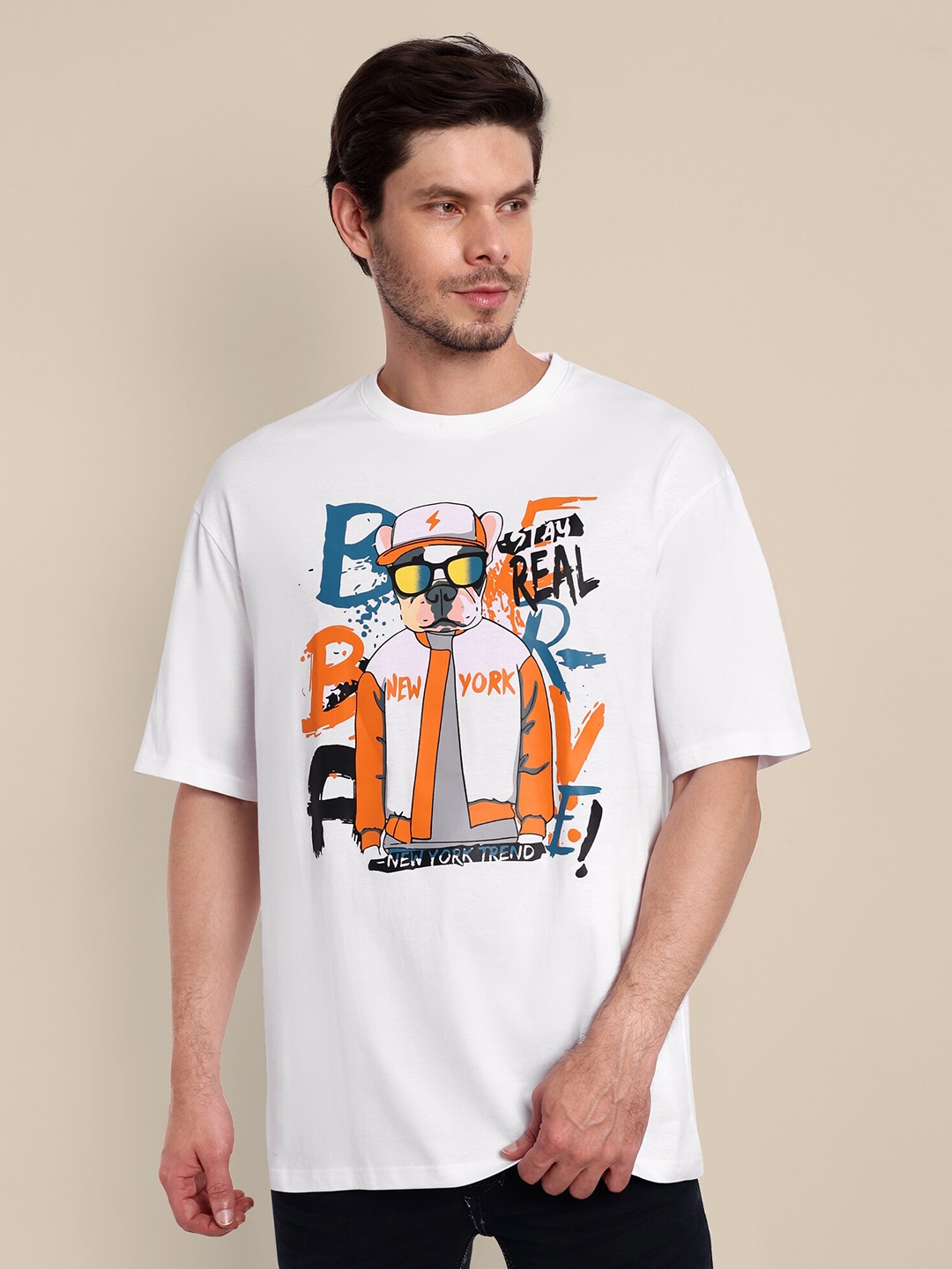 

TOMHIDDLE Printed Pure Cotton Oversized T-shirt, White