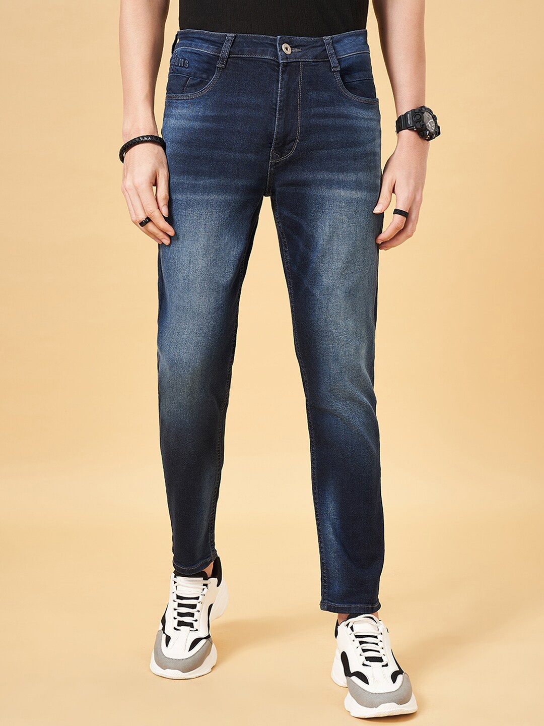 

SF JEANS by Pantaloons Men Slim Fit Clean Look Light Fade Stretchable Jeans, Navy blue