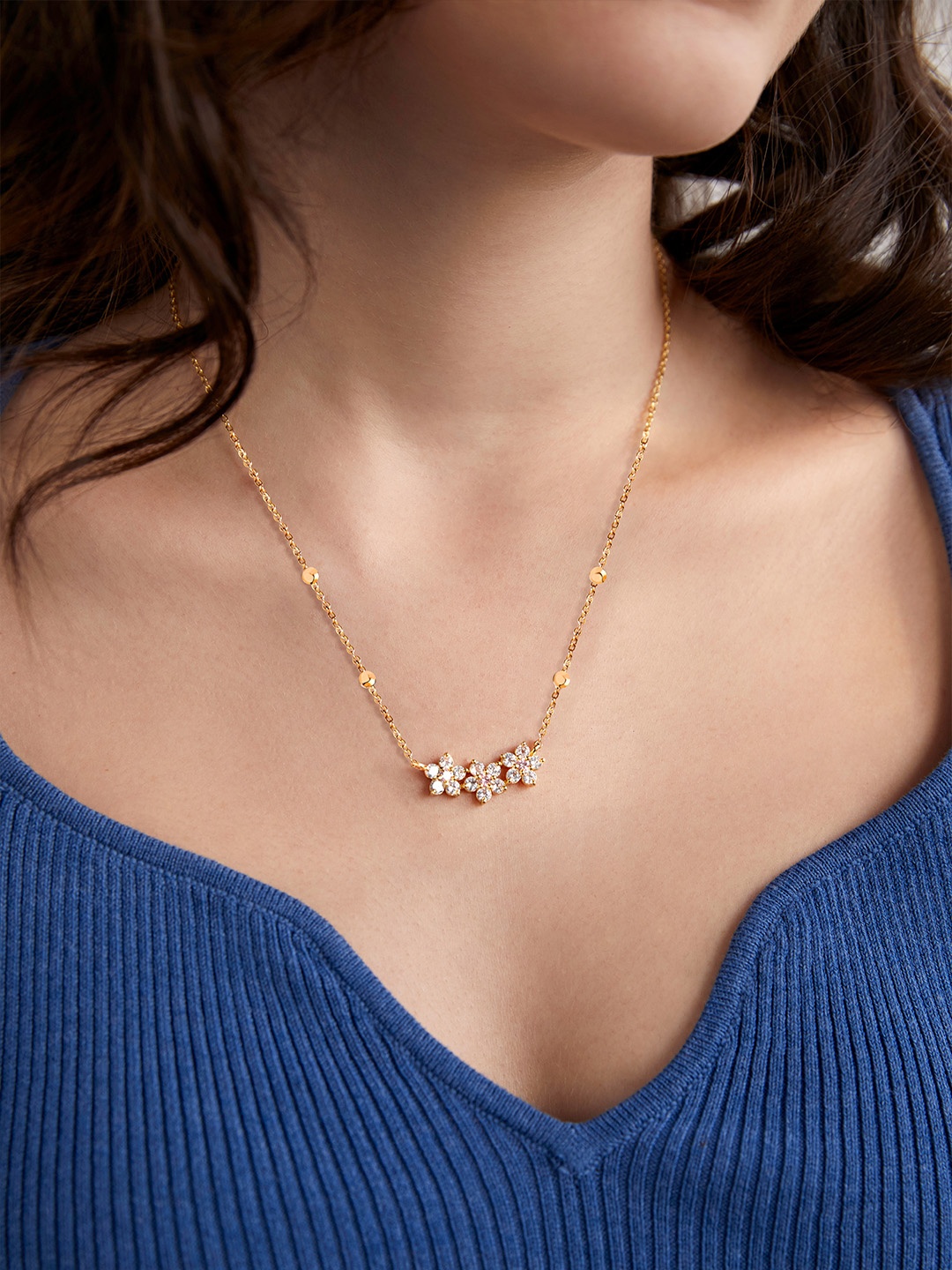 

MINUTIAE Brass Gold-Plated Crystal Studded Necklace