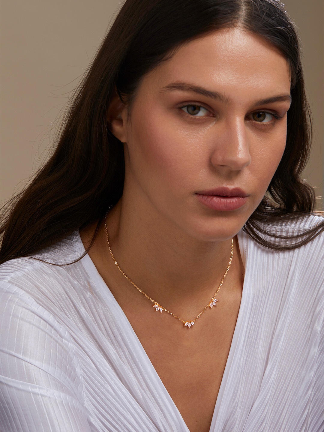 

MINUTIAE Gold-Plated Crystals Studded Necklace