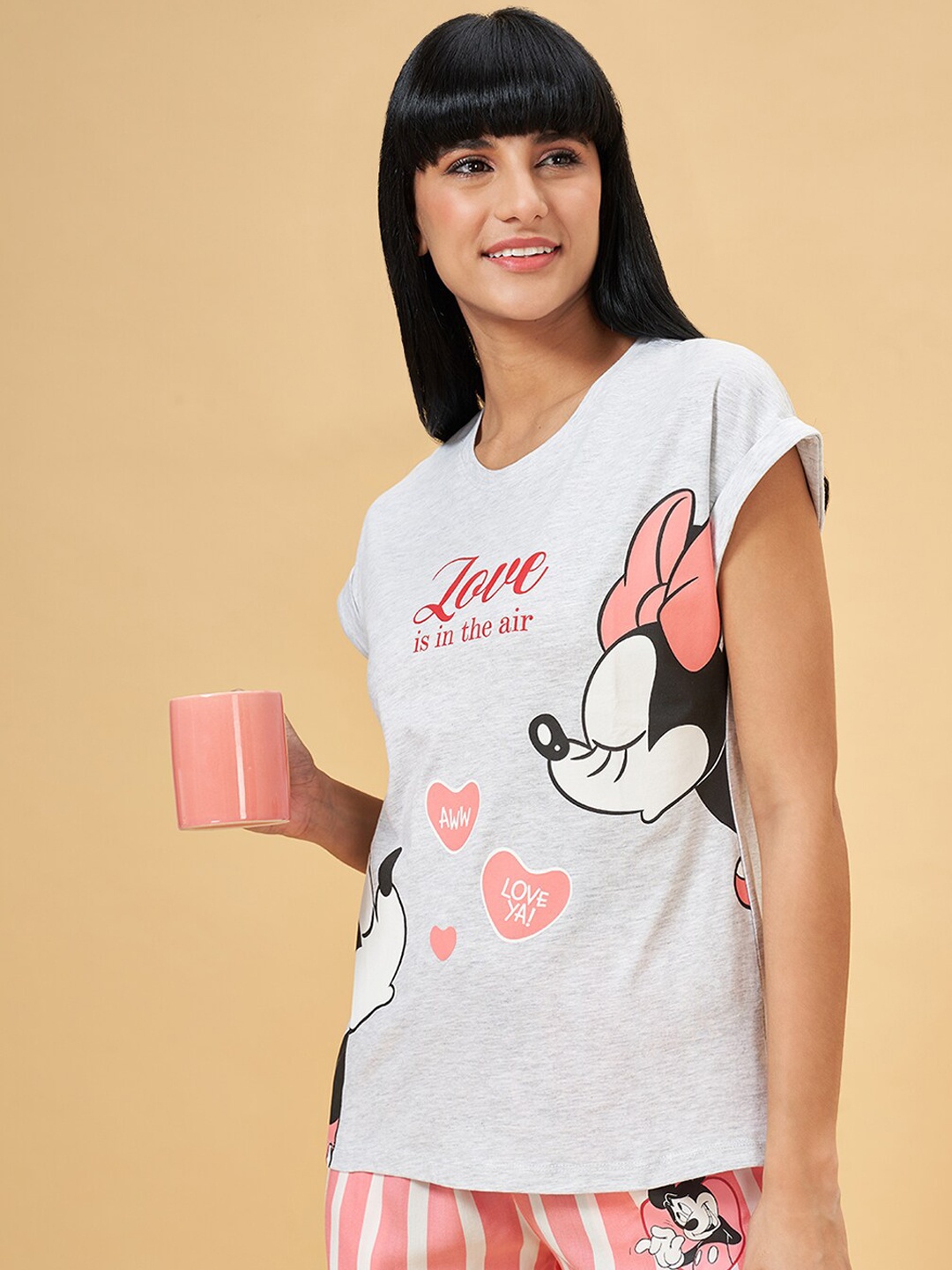 

Dreamz by Pantaloons Minnie Mouse Printed Lounge T-shirt, Grey