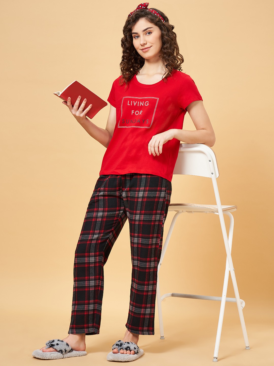 

YU by Pantaloons Women Printed Night suit, Red