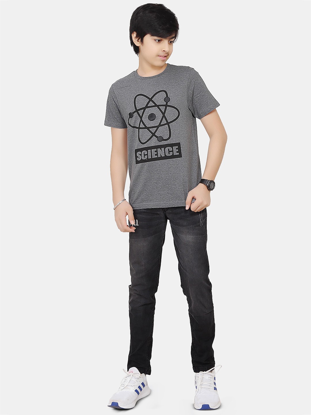 

BAESD Boys Typography Printed Round Neck Short Sleeves Cotton T-shirt, Grey