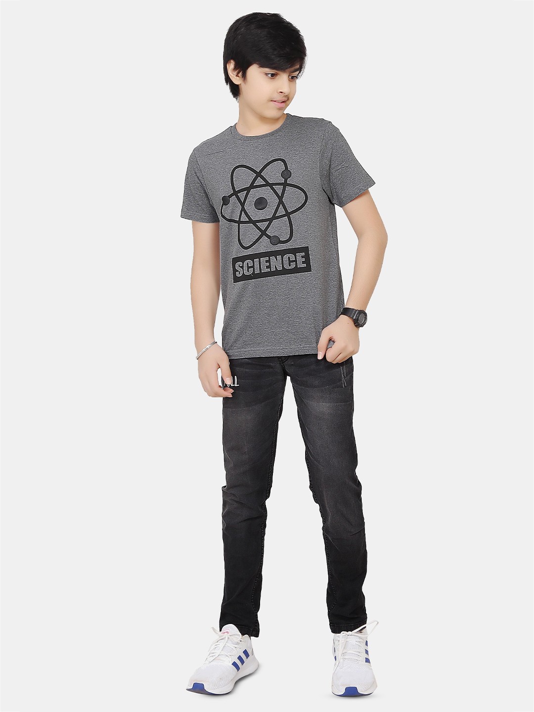 

BAESD Boys Typography Printed Round Neck Short Sleeves Cotton T-shirt, Grey