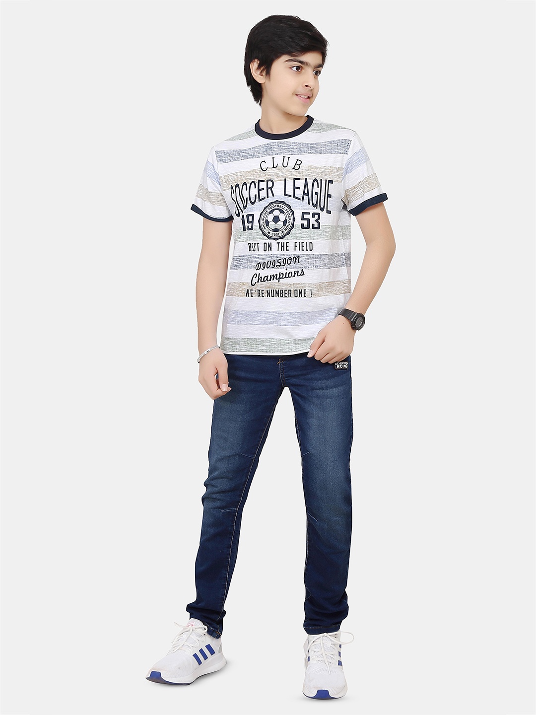 

BAESD Boys Typography Printed Round Neck Short Sleeves Cotton T-shirt, White