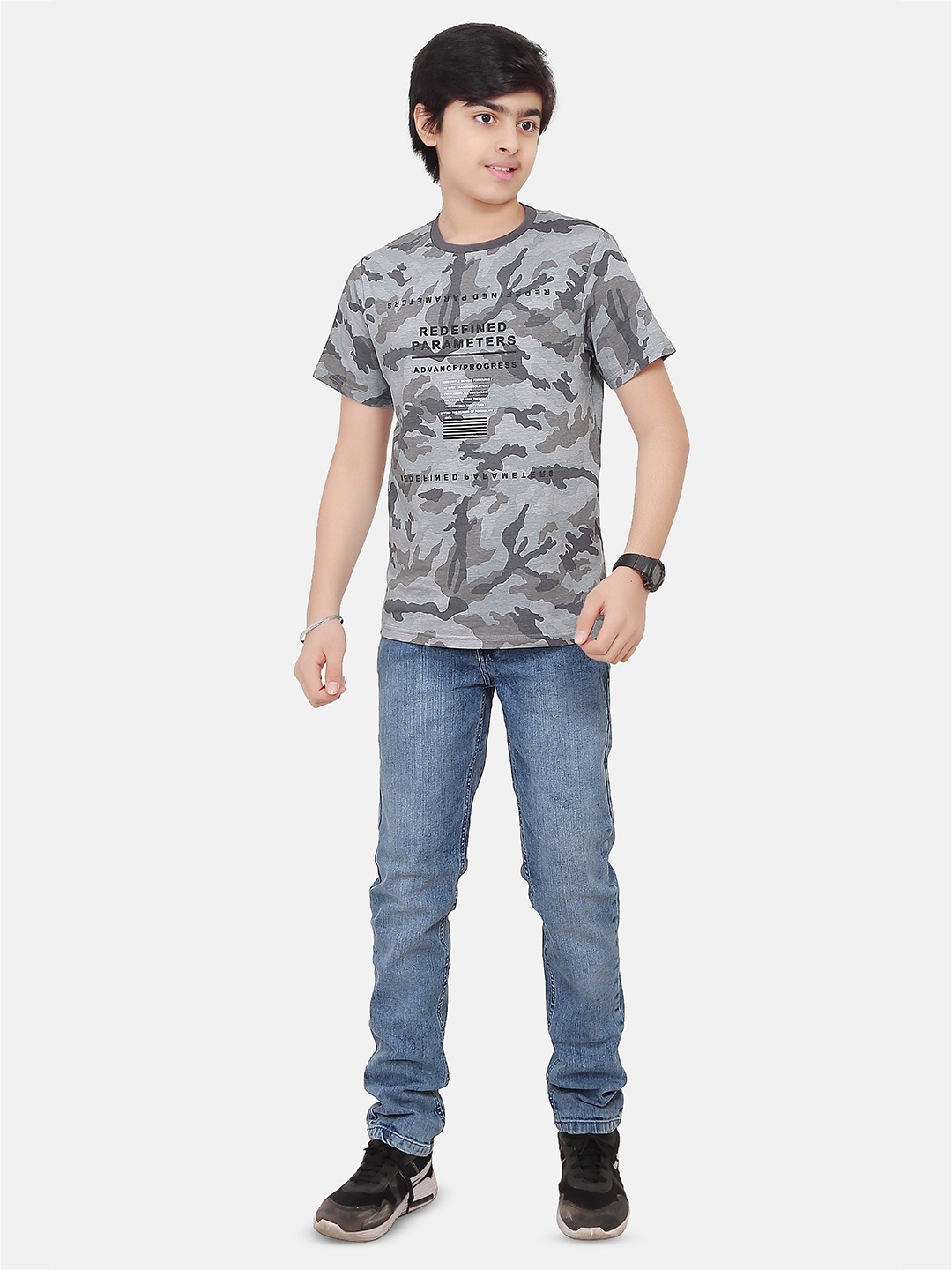 

BAESD Boys Camouflage Printed Round Neck Short Sleeves Cotton T-shirt, Grey