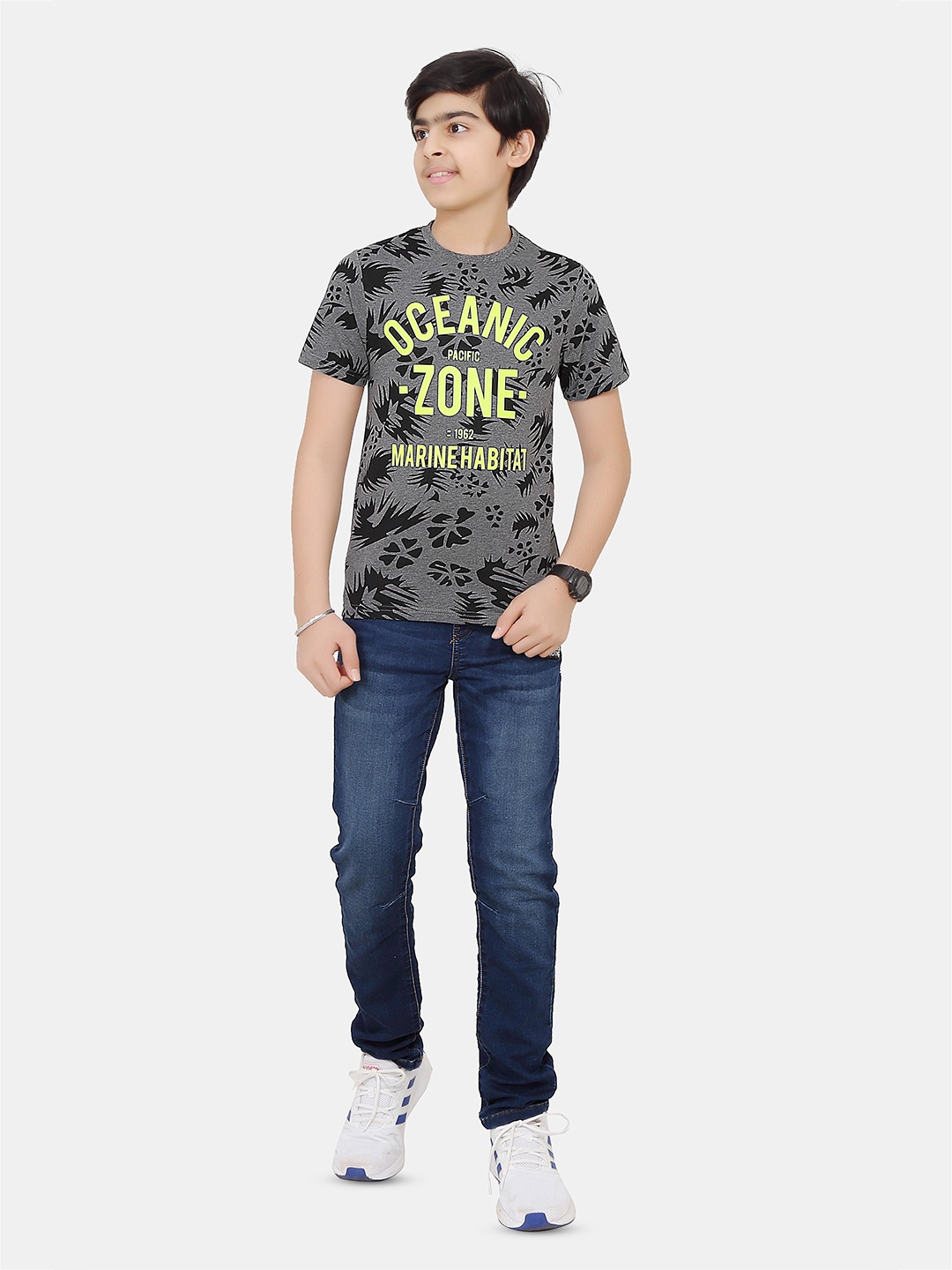 

BAESD Boys Typography Printed Round Neck Short Sleeves Cotton T-shirt, Grey