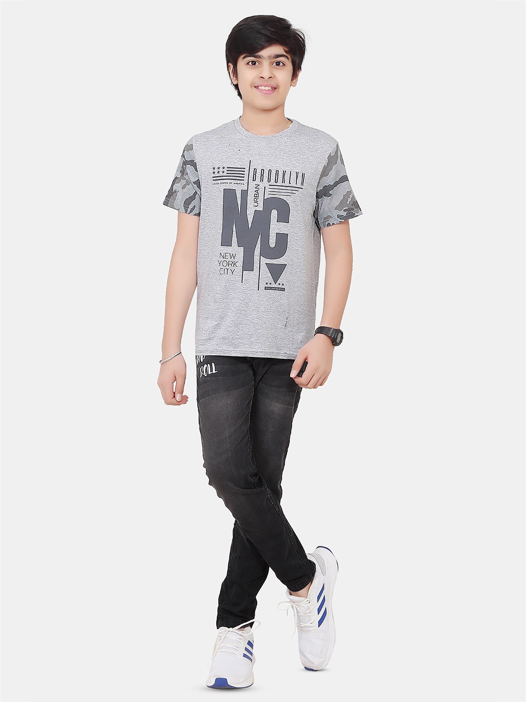 

BAESD Boys Typography printed Round Neck Short Sleeves Cotton T-shirt, Grey