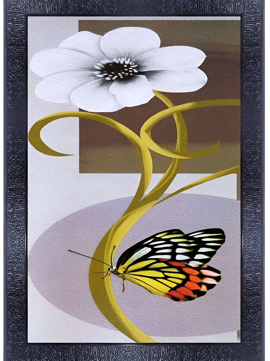 PnF Black & White Floral and Botanical Painting Wooden Wall Art