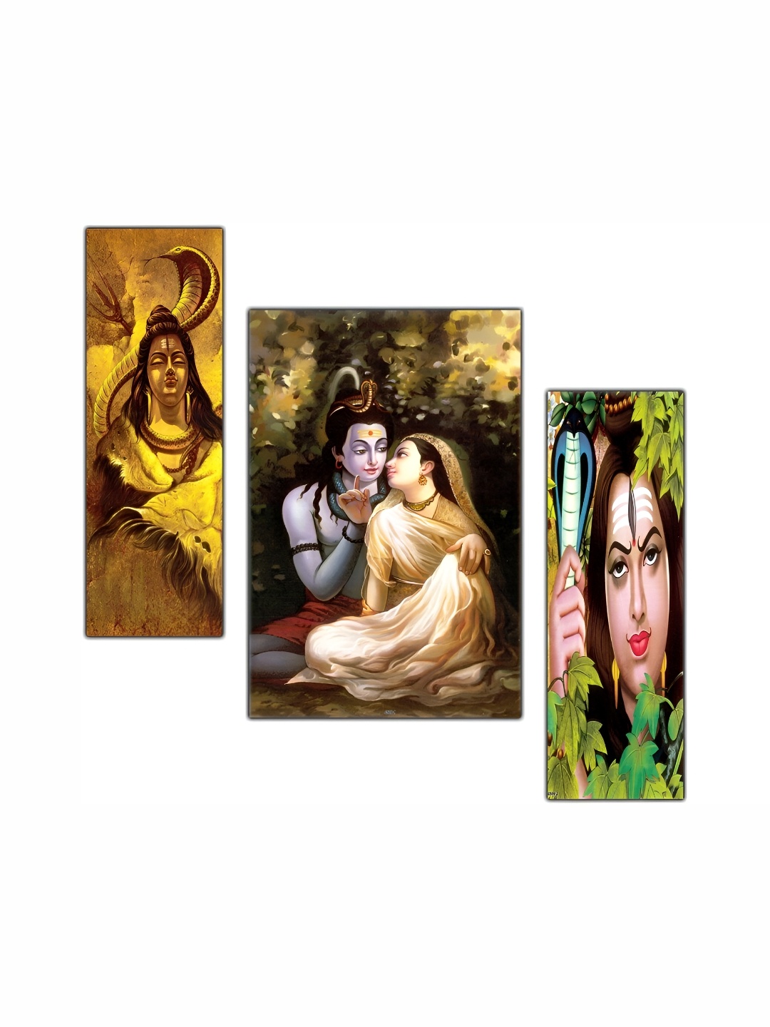 

PnF Gold-Toned & Green 3Pcs Wood Religious Wall Paintings