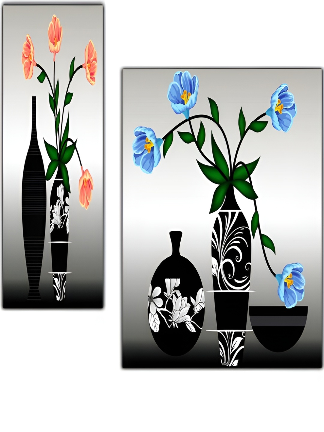 

PnF Grey & Black 3 Pieces Wooden Floral Painting Wall Art