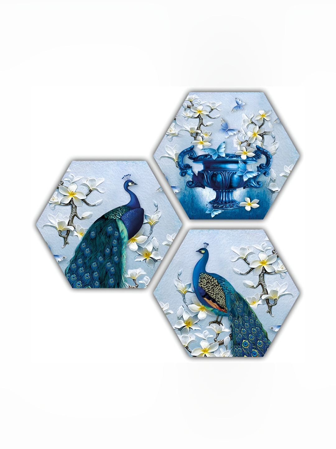 

PnF Blue & Green 3 Pieces Birds And Animals Wall Arts