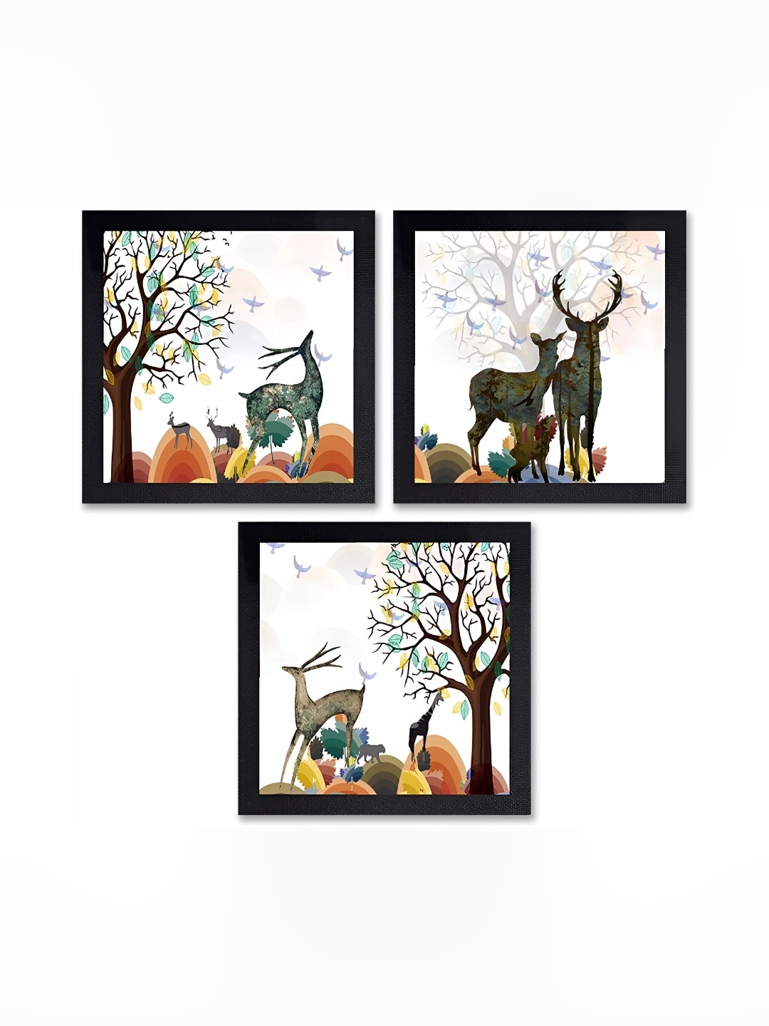 

PnF Black & Green 3 Pieces Wooden Painting Wall Arts
