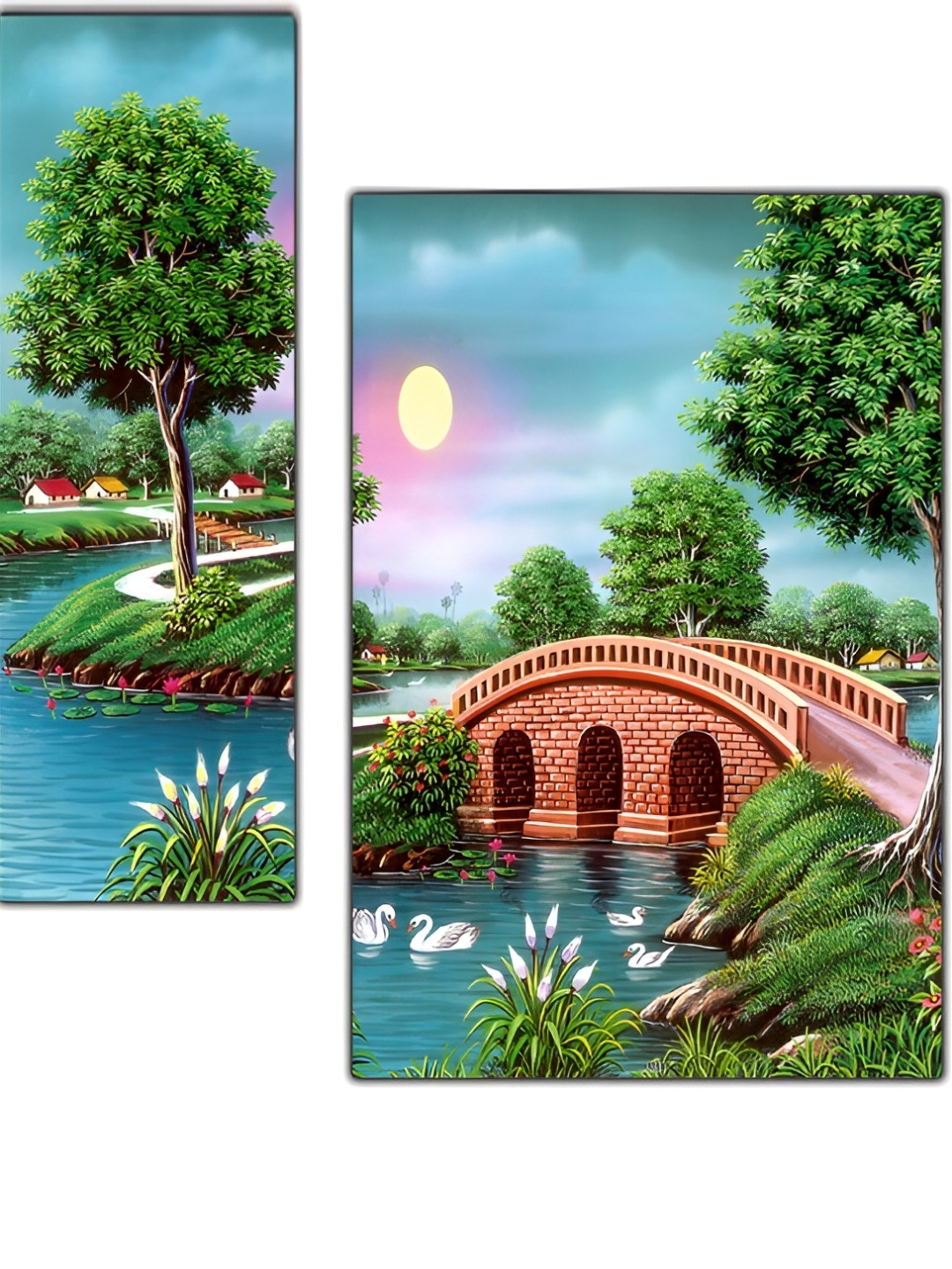 

PnF Sea Green & Green 3 Piece Wooden Floral and Botanical Wall Painting