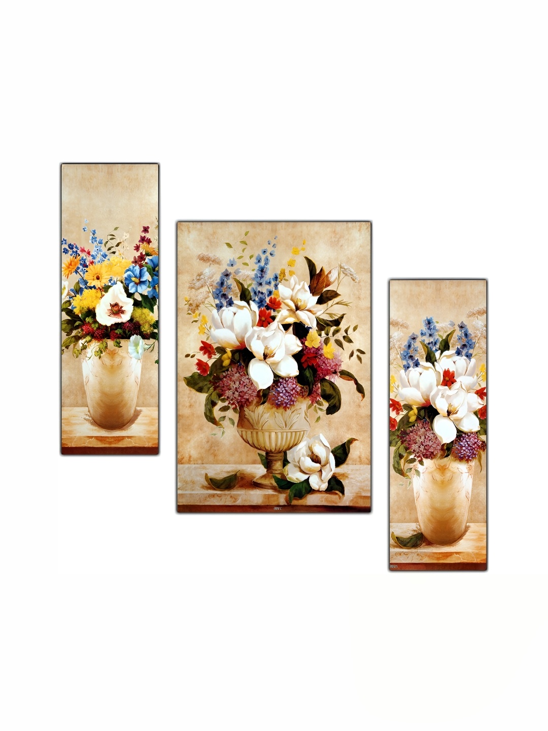 

PnF Brown & White 3 Pieces Floral And Botanical Wall Arts