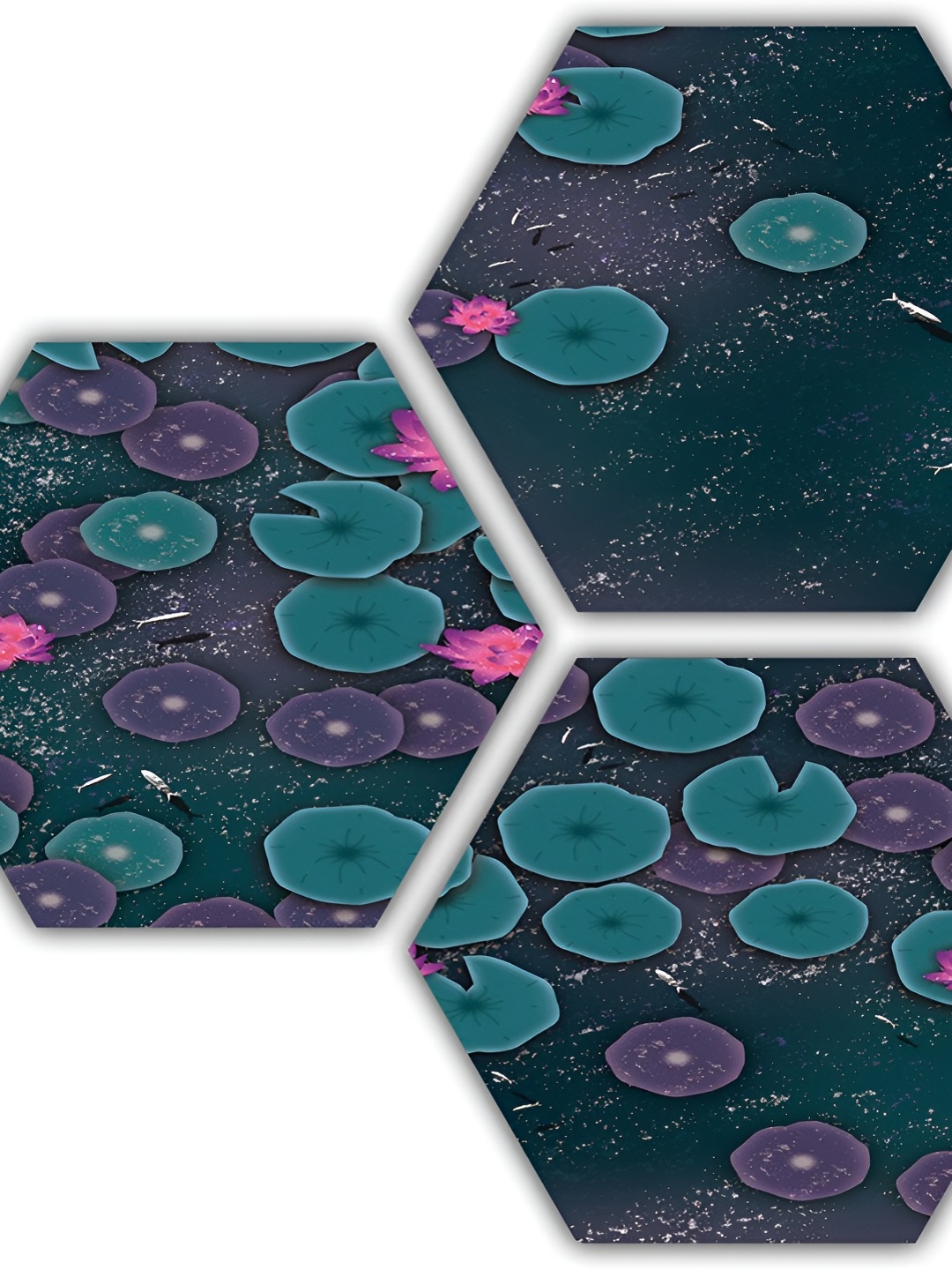 

PnF Teal Green & Purple 3 Pieces Abstract Wall Arts