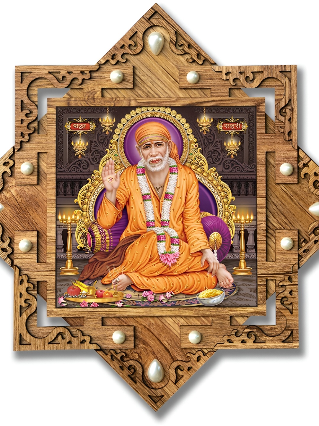 

PnF Brown & Orange Wooden Religious Wall Painting