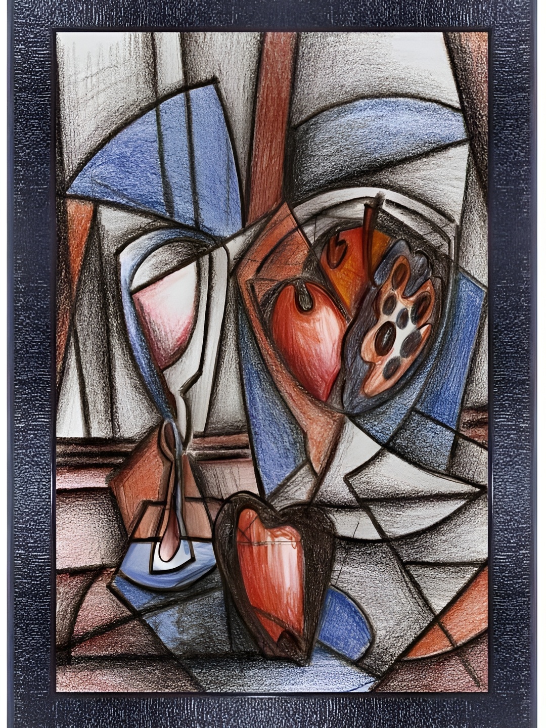 

PnF Black & Blue Wood Abstract Painting Wall Art