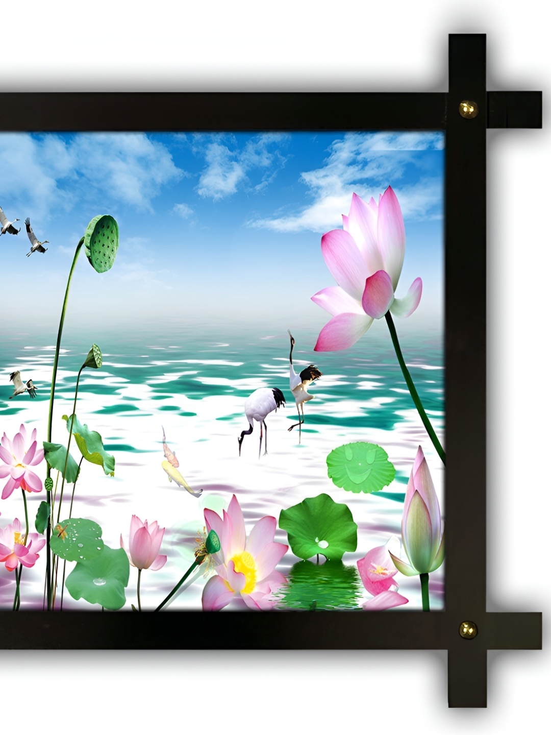 

PnF Black & Blue Floral Wooden Painting Wall Art