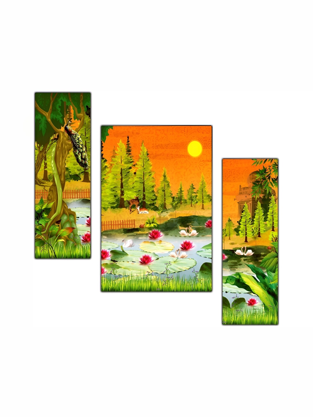 

PnF Orange & Green 3 Piece Wooden Floral and Botanical Wall Paintings