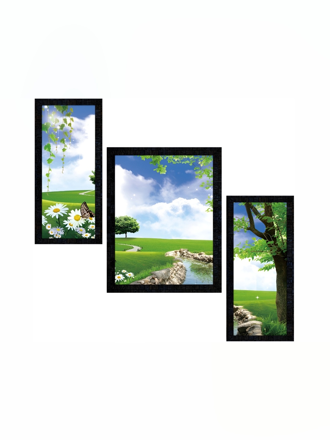 

PnF Green & White 3 Pieces Wooden Floral and Botanical Wall Art