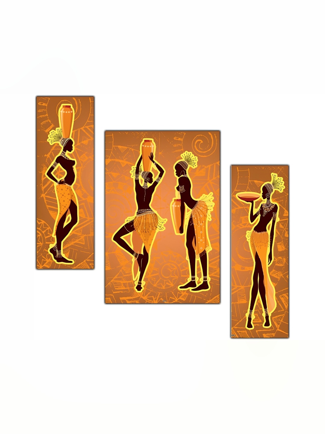 

PnF Orange & Yellow 3 Pieces Wooden Abstract Wall Art
