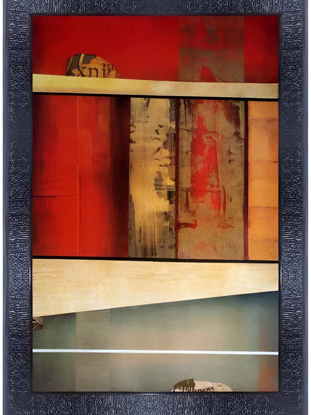 

PnF Black & Red Wooden Abstract Wall Painting