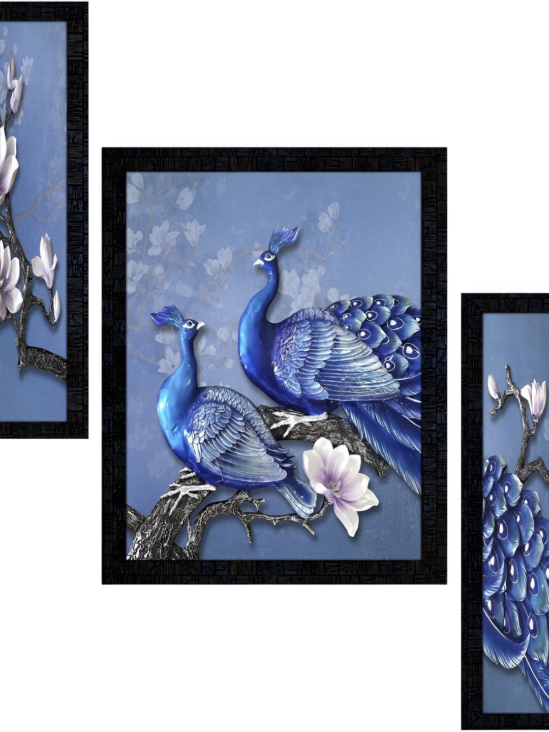 

PnF Charcoal & Blue 3 Pieces Wooden Birds and Animals Wall Art