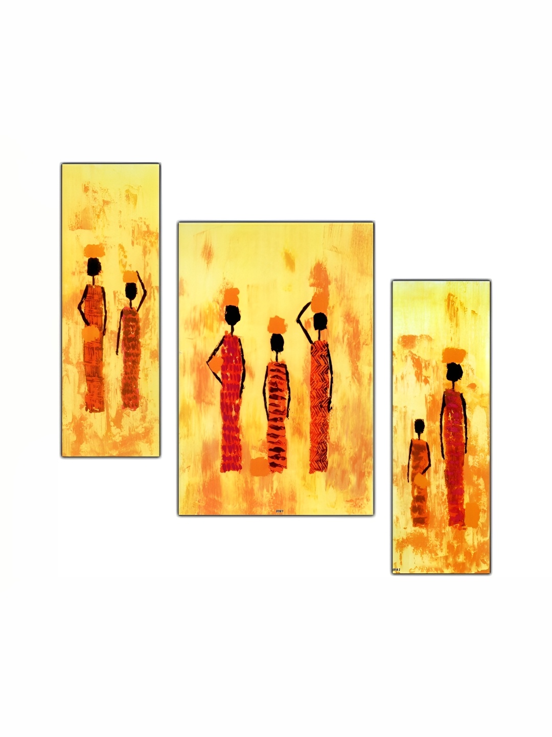 

PnF Yellow & Red 3 Pieces Abstract Wall Arts