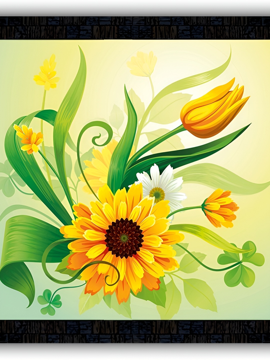 

PnF Black & Yellow Wooden Floral and Botanical Painting Wall Art