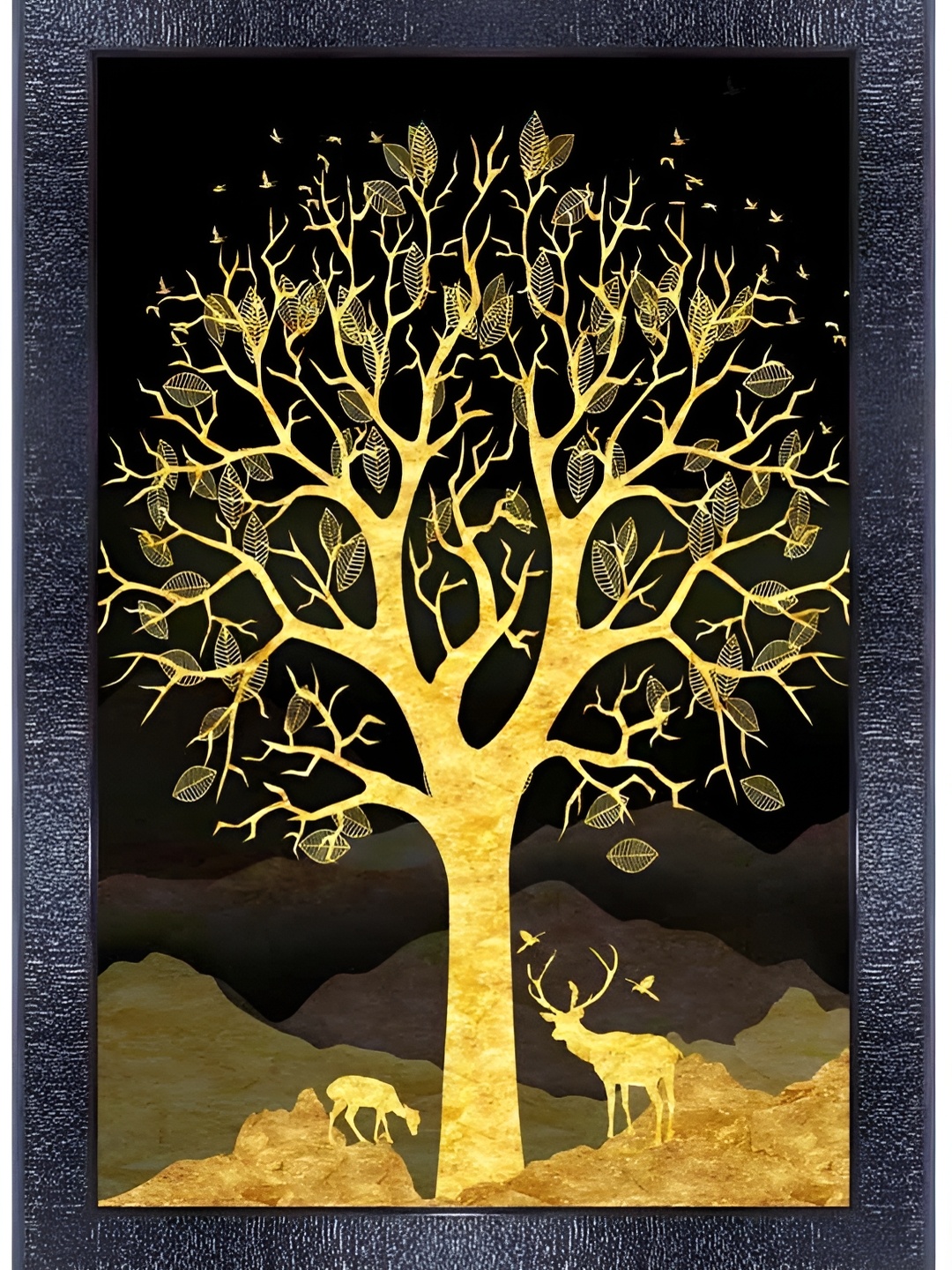 

PnF Black & Brown Canvas Floral and Botanical Wall Painting