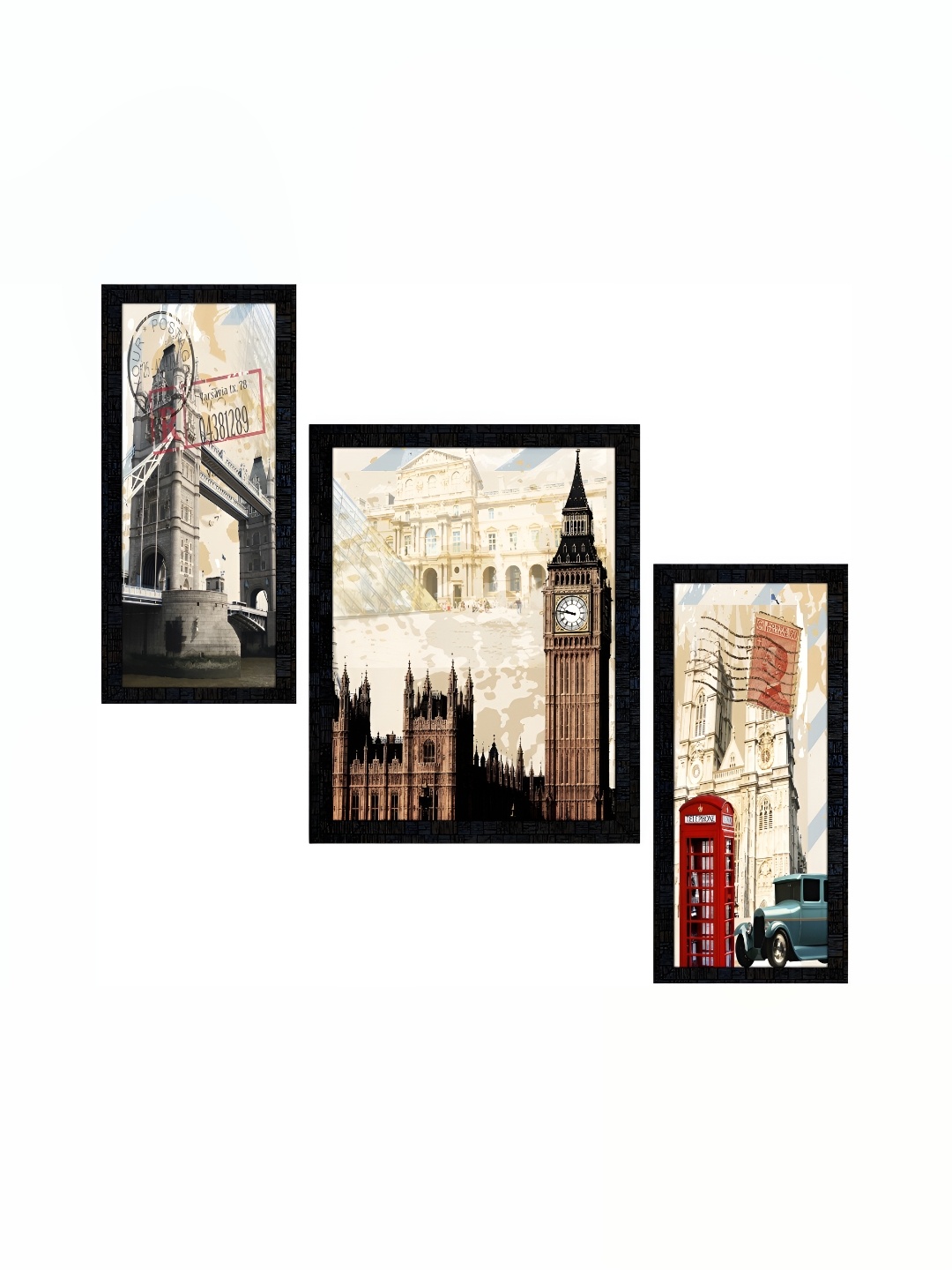 

PnF Charcoal & Cream-Coloured Abstract Wooden Paintings Wall Art