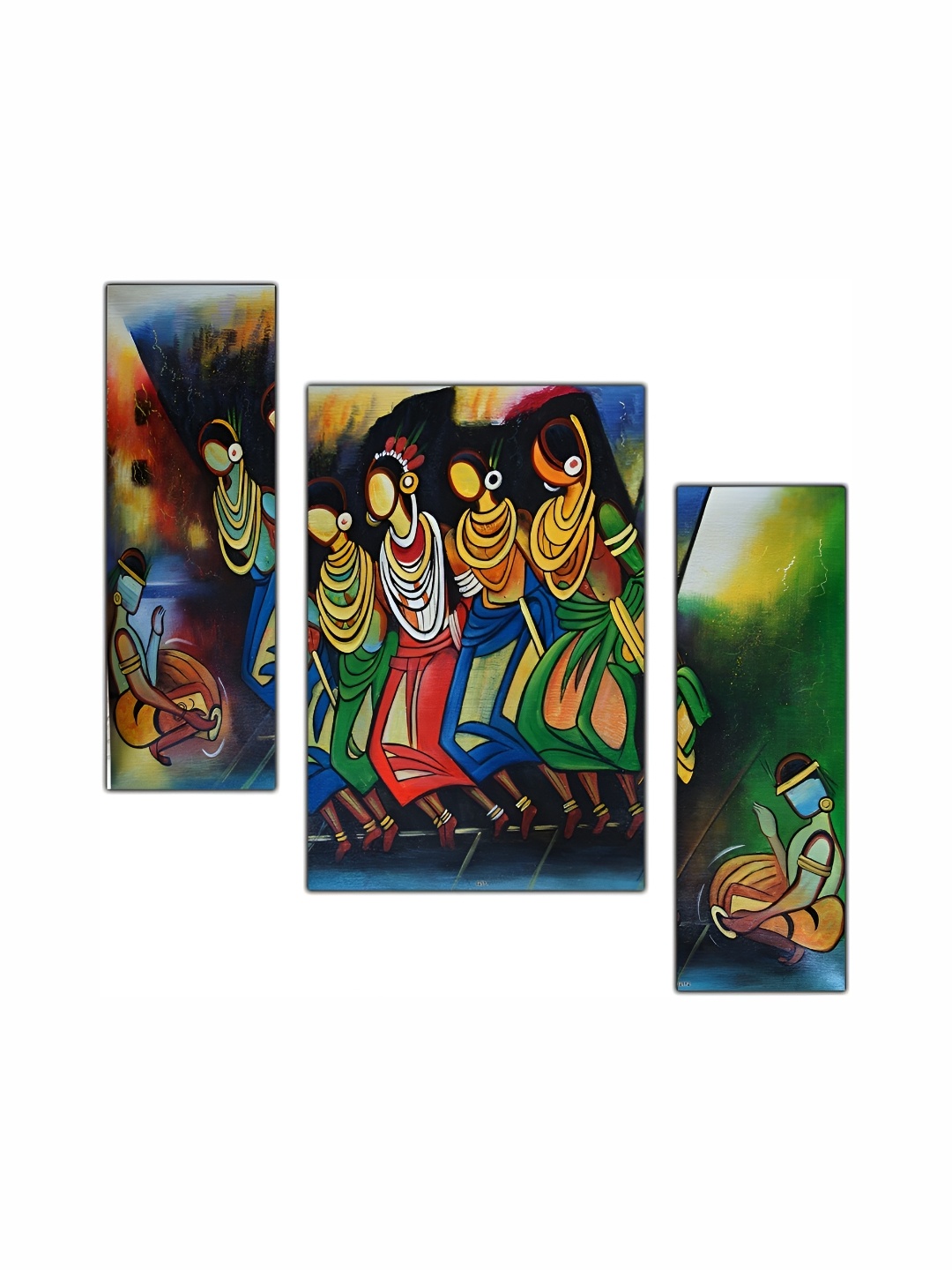 

PnF Green & Red 3 Pieces Wooden Abstract Wall Arts