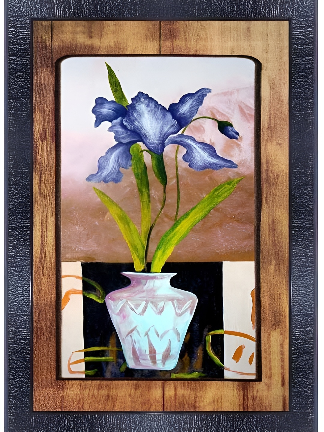 

PnF Black & Blue Wooden Floral and Botanical Painting Wall Art