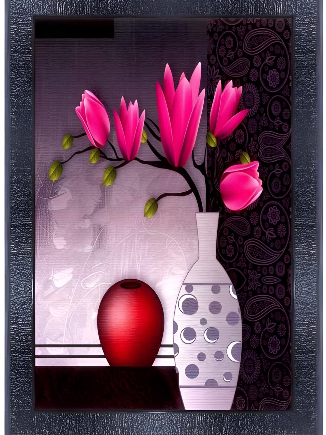 

PnF Black & Pink Wooden Floral and Botanical Wall Painting