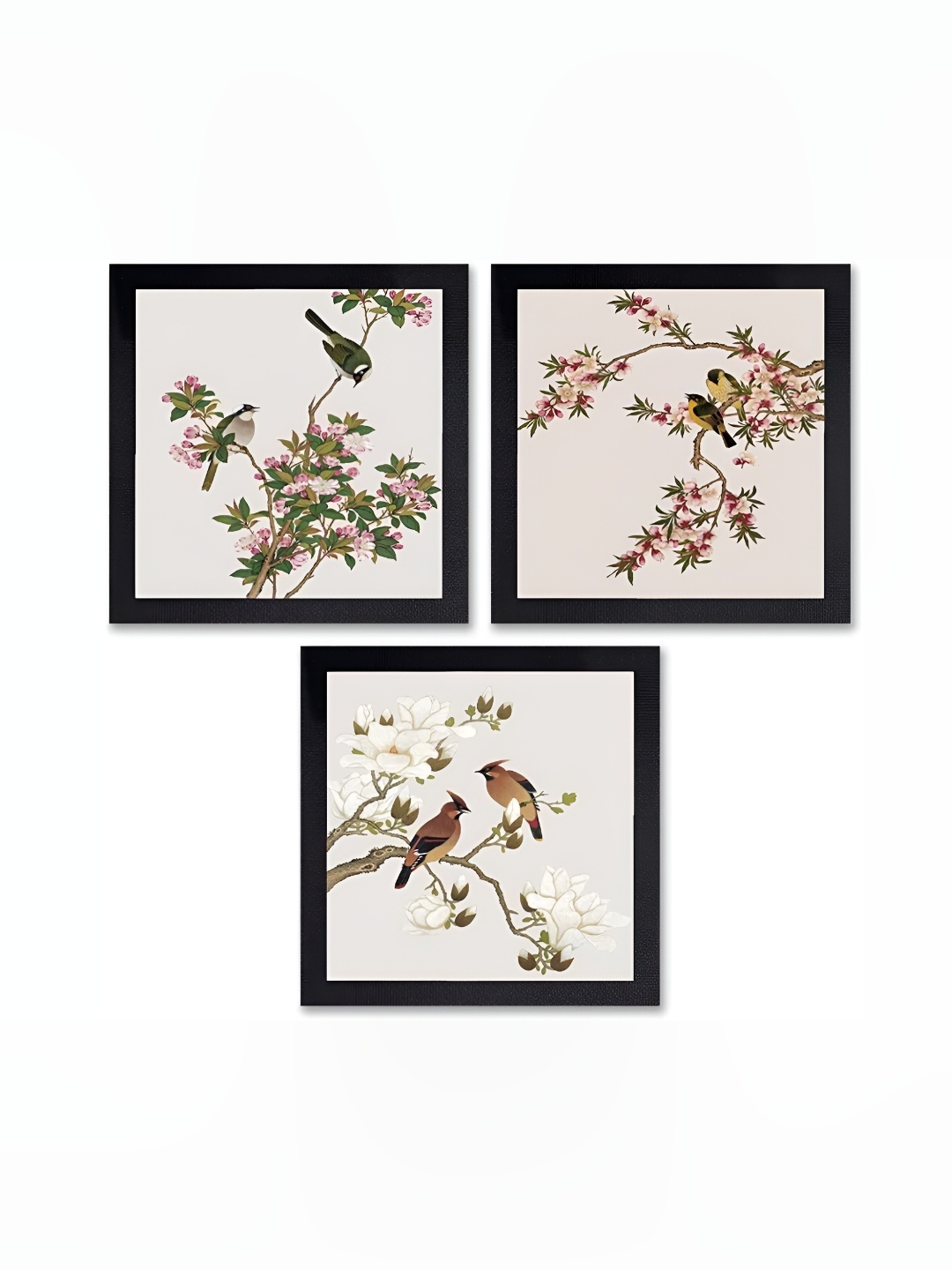 

PnF Black & White 3Pcs Birds And Animals Wall Paintings